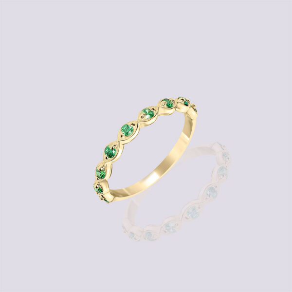 14k gold dainty emerald evil eye ring