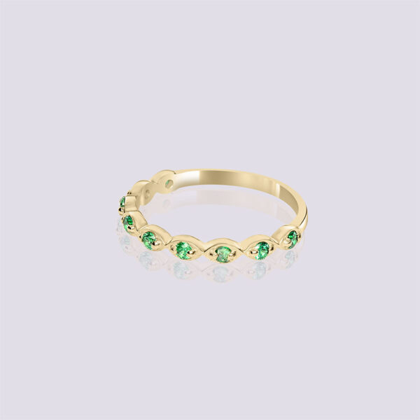 14k gold dainty emerald evil eye ring