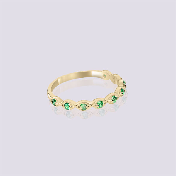 14k gold dainty emerald evil eye ring