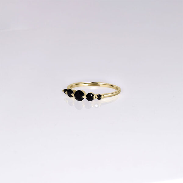 14k gold black onyx dainty ring.