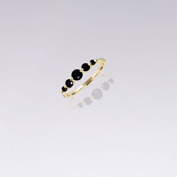 14k gold black onyx dainty ring.