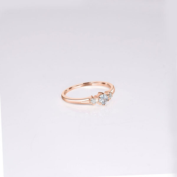 aquamarine dainty rose gold diamond ring