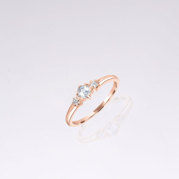 aquamarine dainty rose gold diamond ring