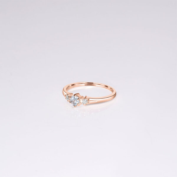 aquamarine dainty rose gold diamond ring