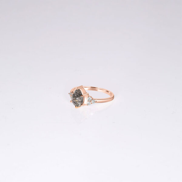 black rutile 14k rose gold engagement diamond ring
