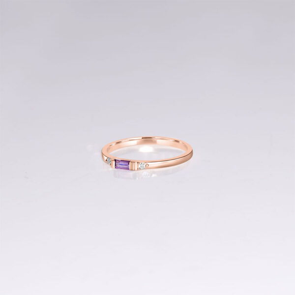 Dainty amethyst 14k rose gold ring