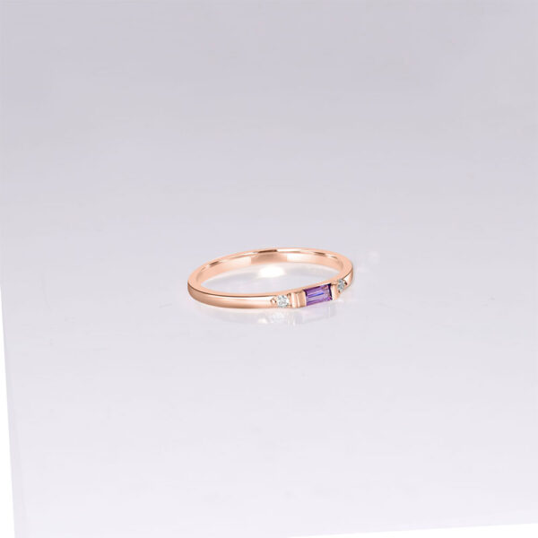 Dainty amethyst 14k rose gold ring