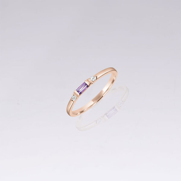 Dainty amethyst 14k rose gold ring