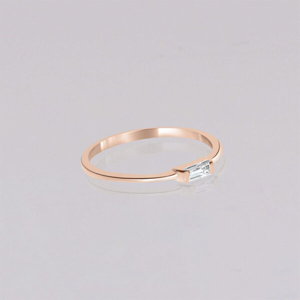 dainty aquamarine 14k rose gold baguette ring