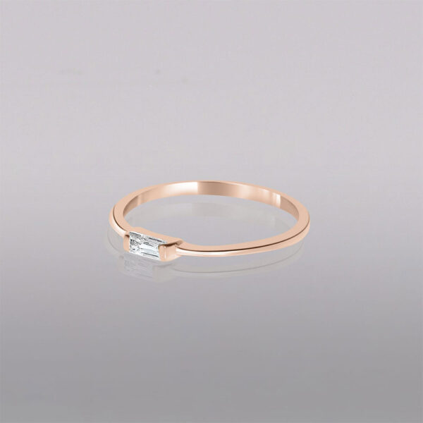 dainty aquamarine 14k rose gold baguette ring