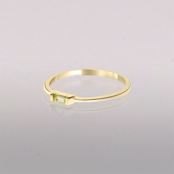 Peridot baguette 14k  dainty gold ring