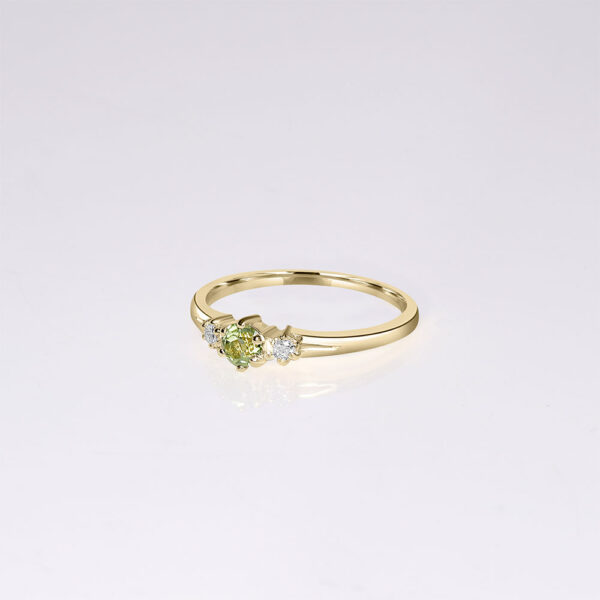 peridot dainty 14k gold diamond ring