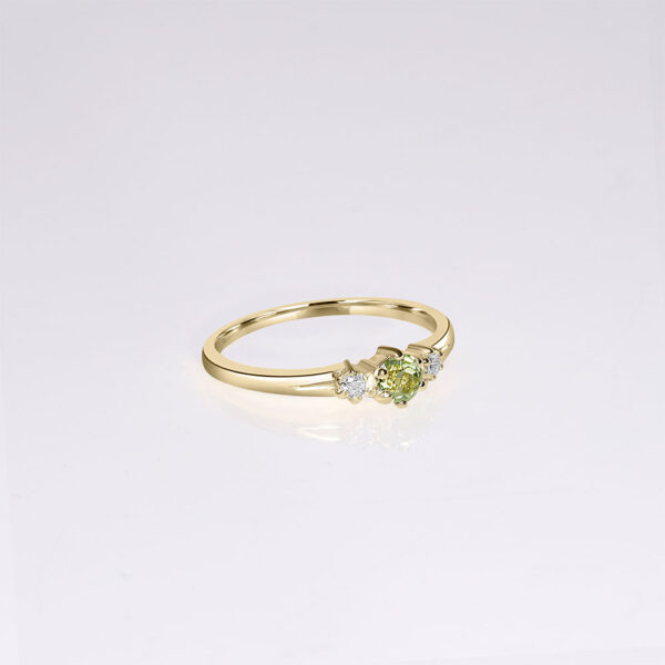 peridot dainty 14k gold diamond ring